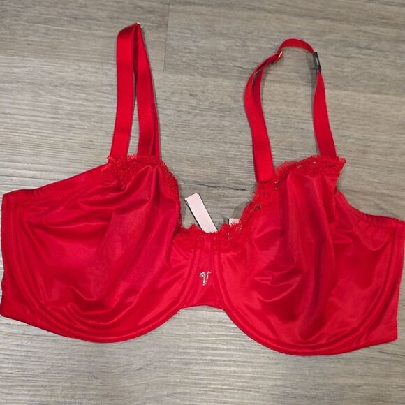 Victoria's Secret Dream Angels Unlined Crystal V Logo Balconet Lace Trim Bra - Picture 3 of 4